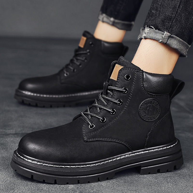 2025 Autumn Winter New Arrivals Unisex Fashion Boots Chunky Sole High Top Martin Boots Casual Fur Lined Warm Work Boots Sizes 35-44 Women Men