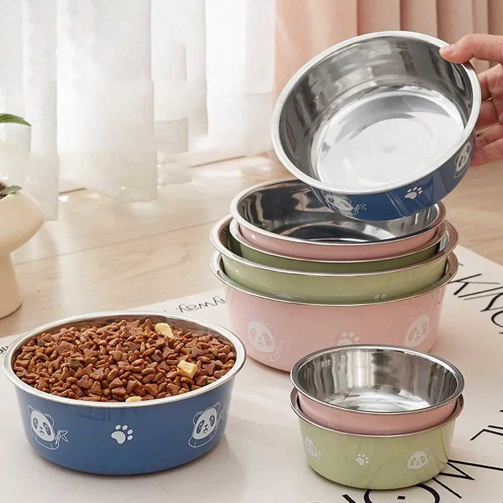 Non-Slip Dog Bowl for Large Medium and Small Dogs Cats Drinking Water Feeding Pet Bowl Stainless Steel Pet Food Bowl Y250806