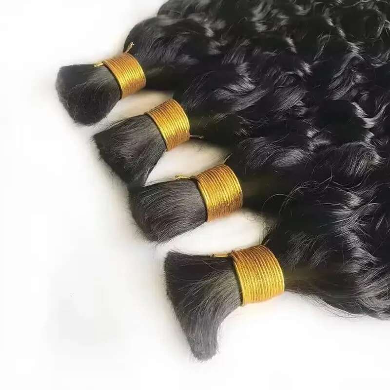 Deep Wave Bulk For 100G/Pack Wet And Wavy Human Braiding Hair Extensions Brazilian Virgin Curl synthetic