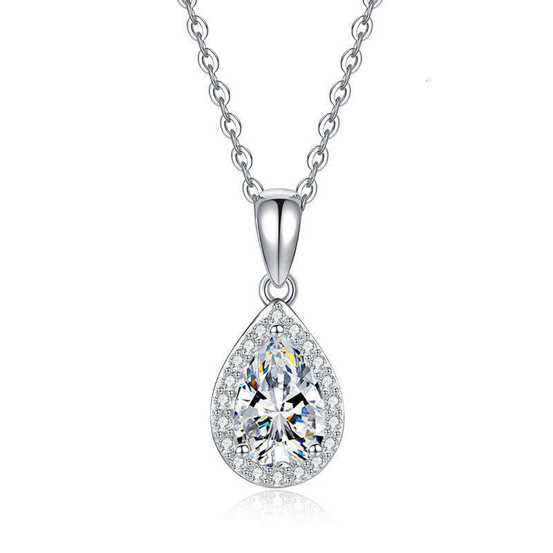 Moissanite Gemstone Iced Out VVS Silver Inlaid Cultivated Red Blue Emerald Necklace
