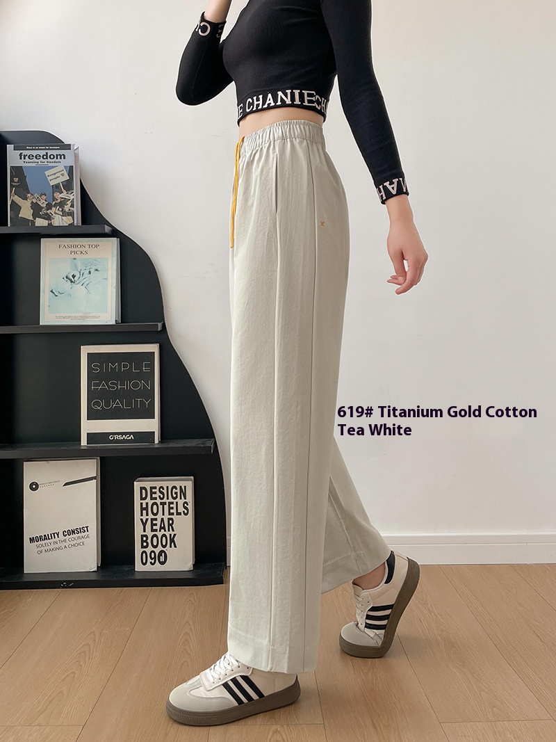 Treasure Titanium Gold Cotton Pants, Drawstring Waist + Loose Straight Leg, Fashionista's Favorite