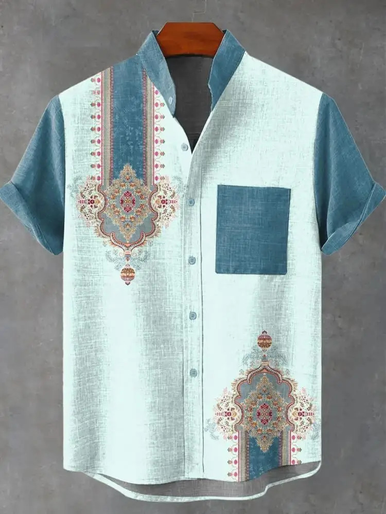 Mens Shirt Pattern Printed Short Sleeved Lapel Casual Street Top Camisa Hombre Hawaiian Camisas De 250807