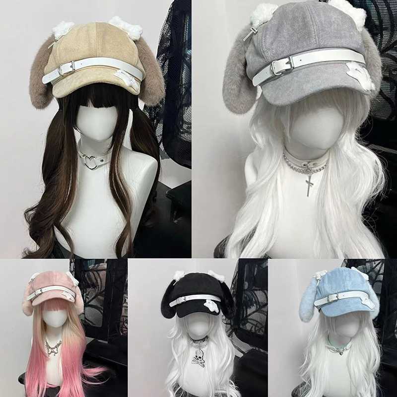 Gothic Lolita Beret Kaii Hat Punk Bone Long Eared Puppy Hat For Women Girls Cosplay Hats Versatile Sunscreen Hat Gifts XJ250807