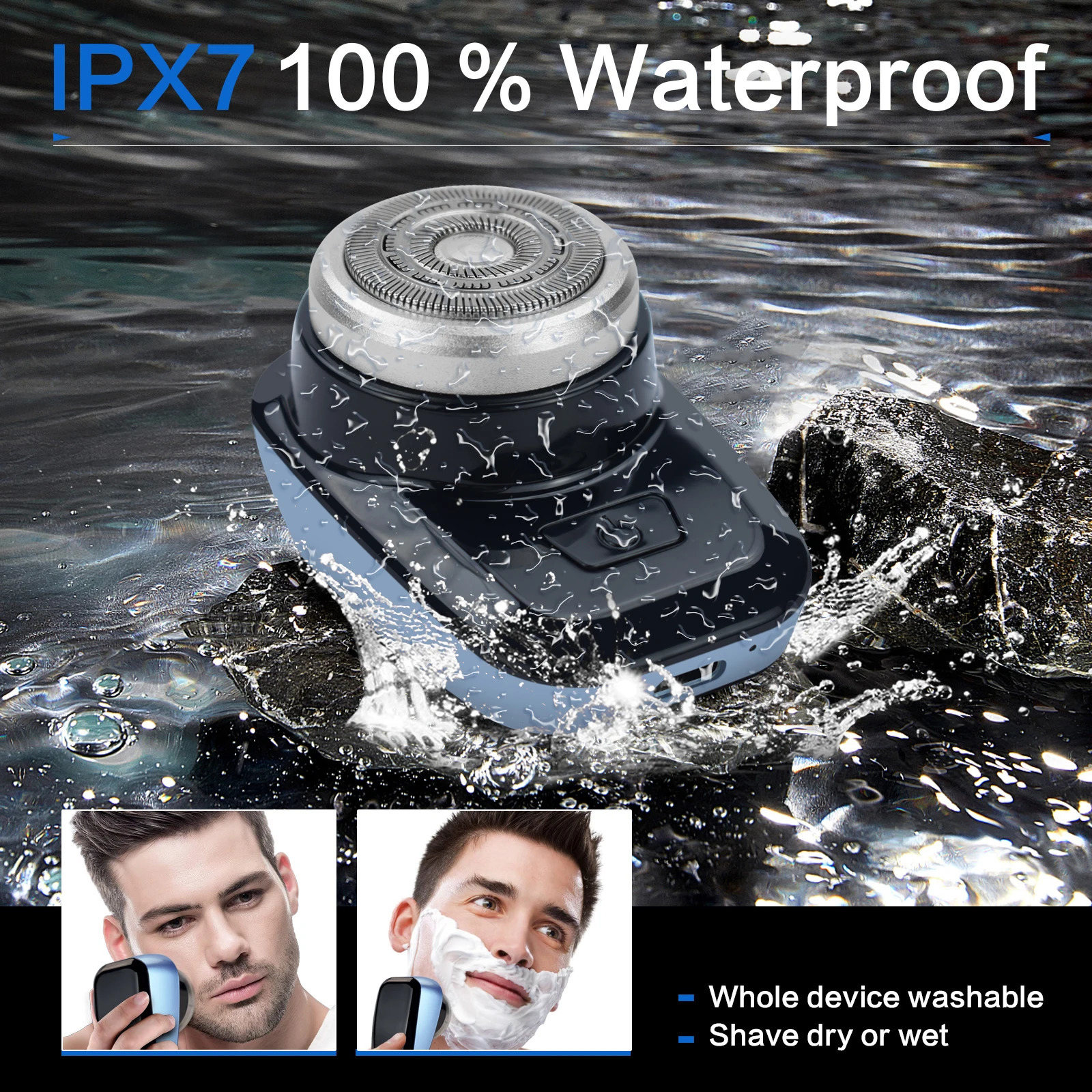 Mini Electric Shaver Self Sharpening Shaver Portable Shaver Beard Trimmer Rechargeable Razor for Men 7900 Rpm LPX7 Waterproof 250805
