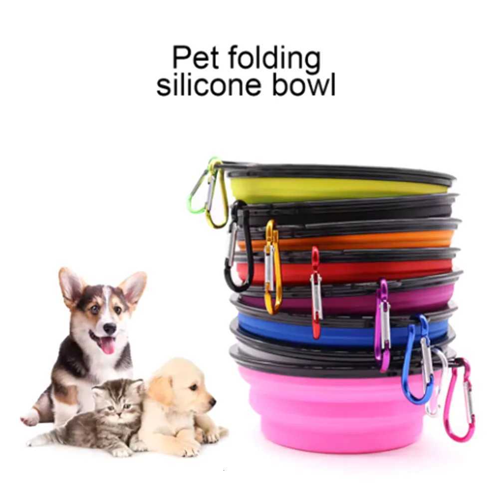 1Pcs 350ml Collapsible Dog Pet Folding Silicone Bowl Outdoor Travel Portable Puppy Food Container Feeder Dish Bowl Y250806