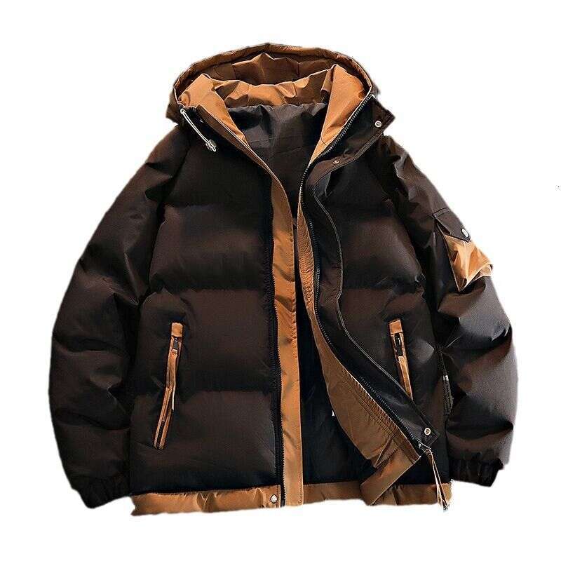 Green Jacket, Warm Men's Cotton Winter Clothing, Two-Piece Set, Thick Hooded Trendy Couple Jacket