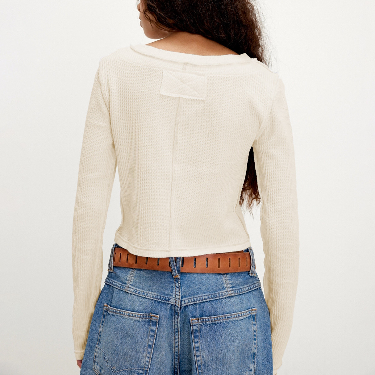 Y2K Pure Desire Hot Girl V-Neck Regular Shoulder Slim Fit Long Sleeve T-Shirt Women's Base Shirt Tight-Fitting Versatile Top