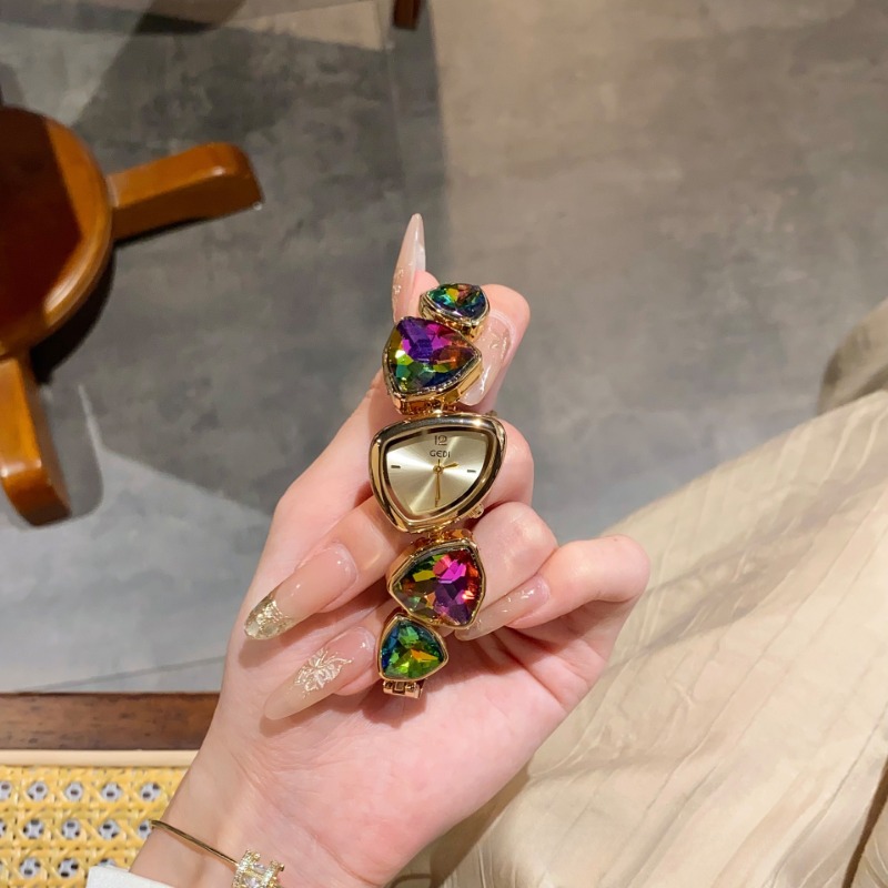 Fashionable Women's Wristwatch with Distinctive Irregular Layout & Bold Colors