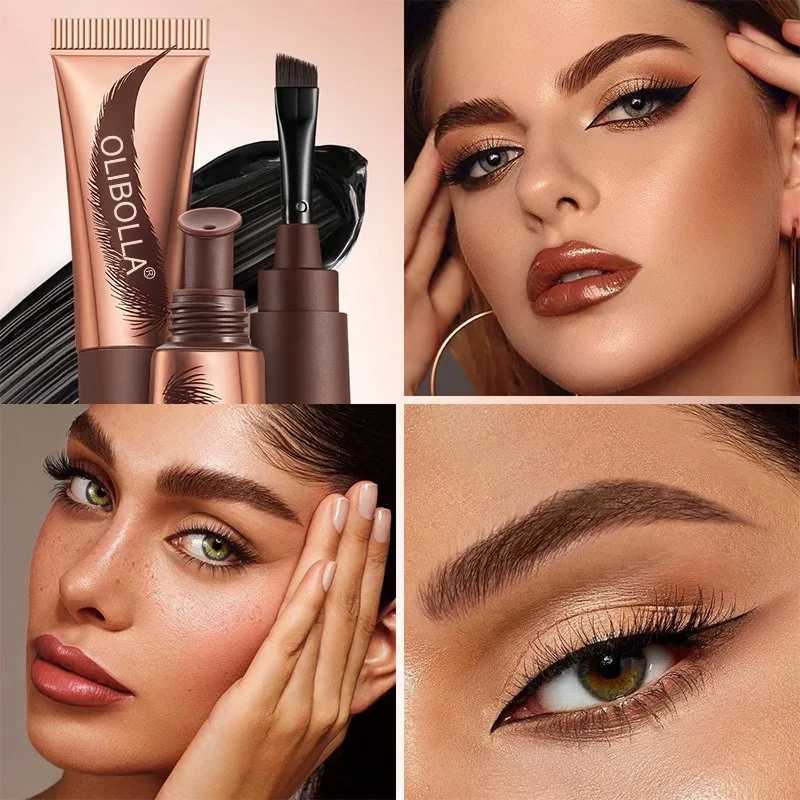 2 in 1 Last Up to 5 Days Tear-off Eyebrow Dyeing Cream with Brush - Waterproof Film-form Natural Wild Eyebrow Makeup Semi-permanent W250807