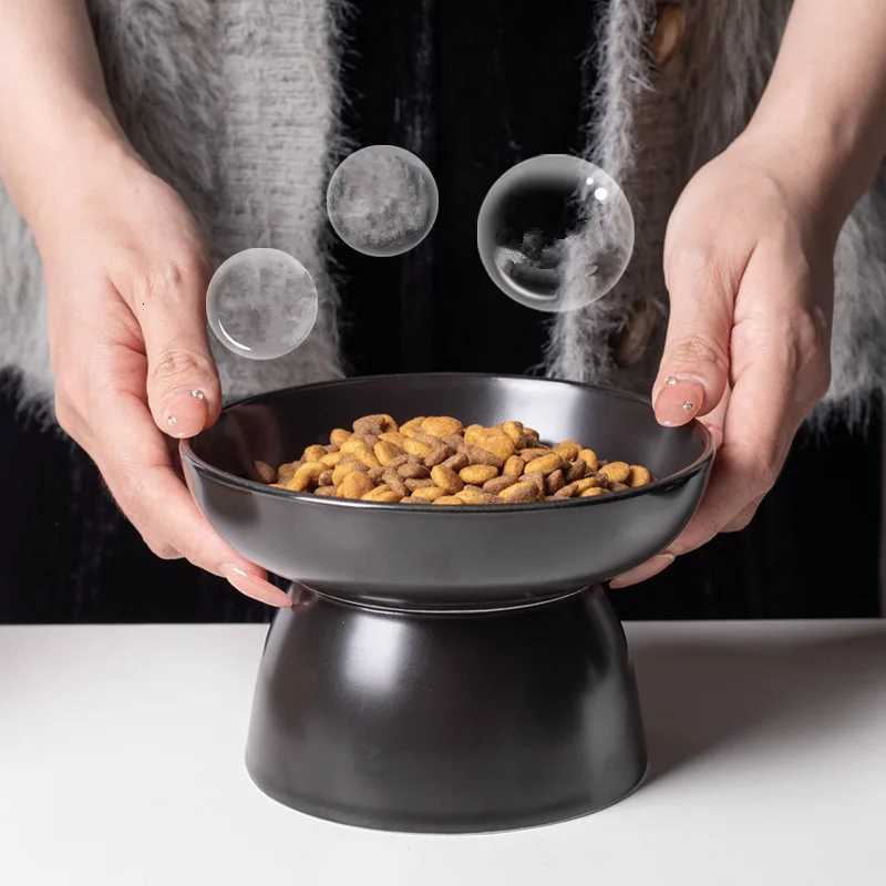 New Ceramic Pet Bowl Wooden Anti Overturning Pet Dogs Cats Food Water Feeder Multiple Styles Cat Bowl Pet Supplies Accessories Y250806