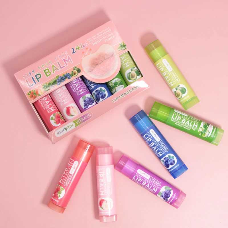 DNM Multi Fruit Flavors Moisturizing Hydrating Base Lip Balm Set Makeup Lip Care Daily Care Balm for Women and Men 6Pcs SetXJ250807