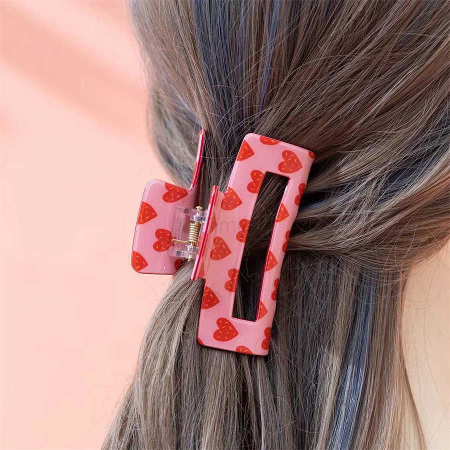 Hot-selling Fashion Rose Love Print Clip New Pink Valentines Day Atmosphere Womens Hair Clip Clip Hair Accessories U250807
