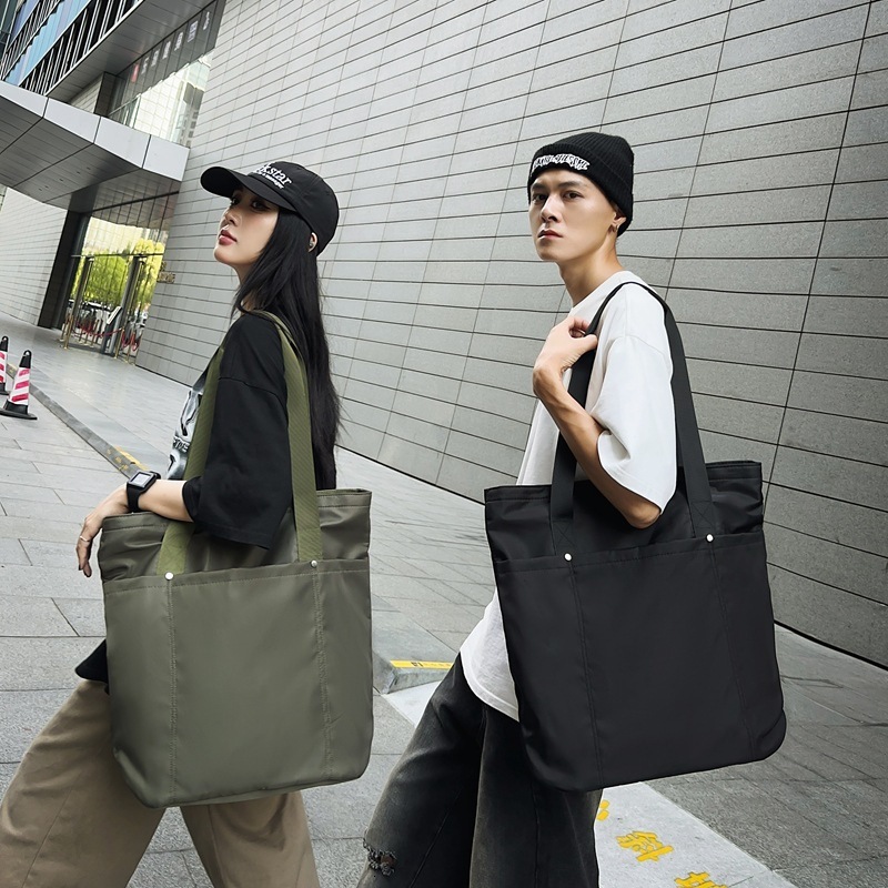 Solid Color Tote Commuting To Work Handbag Unisex Couple Shoulder Multifunctional Laptop Bag