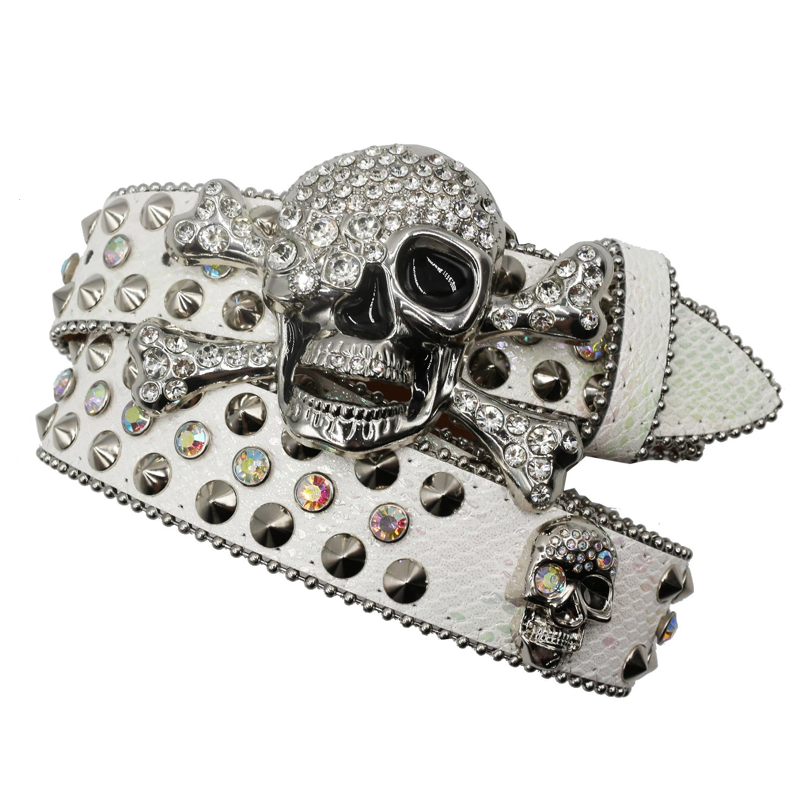Western Rhinestone Belt Skull Belt Ceinture Femme Ceinture Homme Crystal Studded Pin Buckle Belt Cinto De Strass Jeans 250805