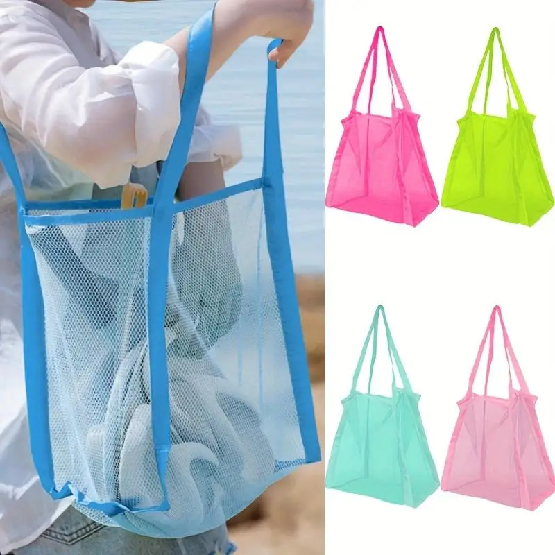 Summer Mesh Bag Hollow Out Large Capacity Shoulder Bags For Women Travel Beach Student Bookbag Shopping Back 250804