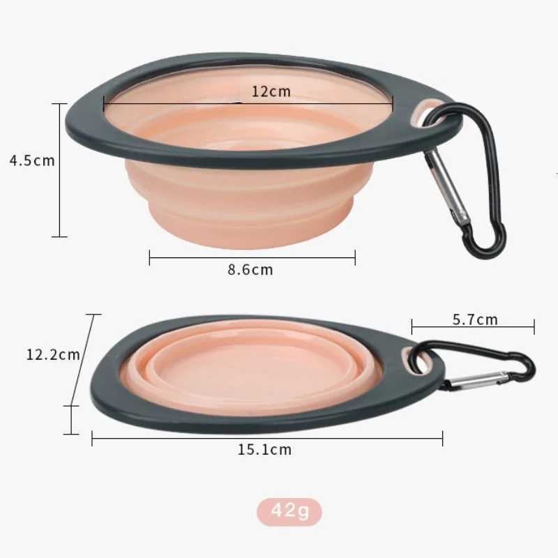 Foldable Dog Bowl 320ml Silicone Puppy Food Container Healthy Safety Pet Travel Drinking Bowl for Dogs Cat Feeder Dish Y250806