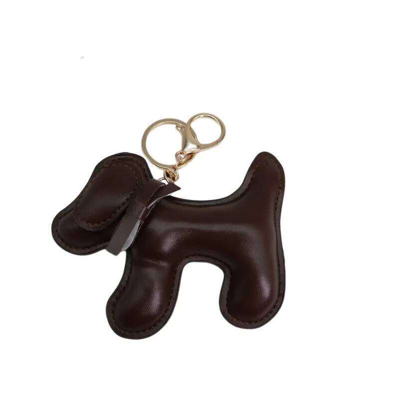 Cute Puppy Dog Keychain Leather Animals Keyring Hanging Ornament Backpack Handbag Charm Gift Women Men Bag Pendant Decoration