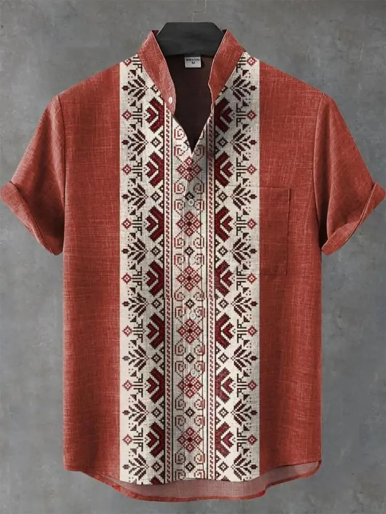 Mens Shirt Pattern Printed Short Sleeved Lapel Casual Street Top Camisa Hombre Hawaiian Camisas De 250807