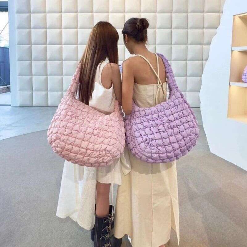 Quilted Large Capacity Multifunctional Feather Shoulder Tote Bag Fashion Hundred Casual Daily