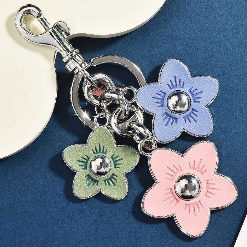 DHessentials Floral Metal Keychain - Elegant Rose & Camellia Bag Charm, Stylish Car Key Holder for Women (10cm, 45g)