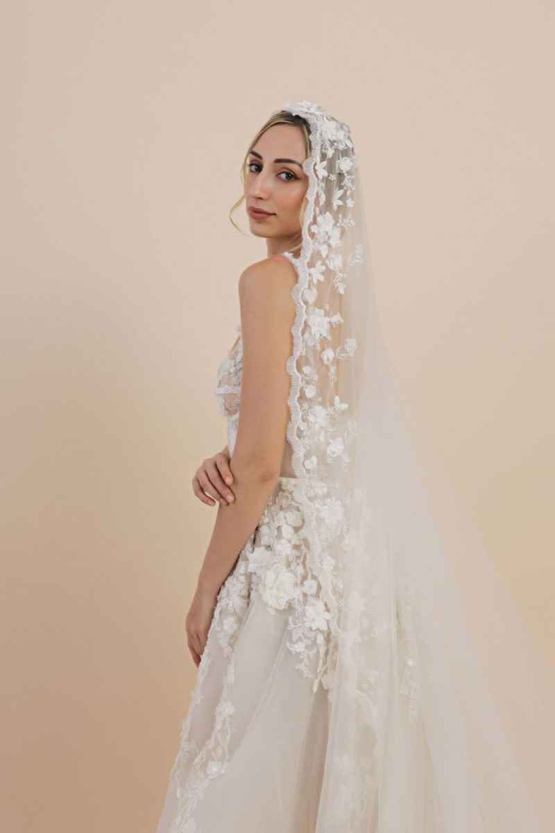 Graceful Bridal Veils Women One Layer Appliques Lace Edge Soft Tulle Wedding Custom Made Marriage Accessories
