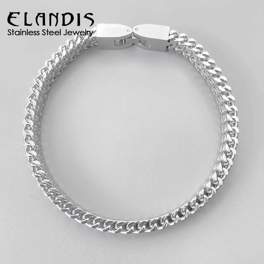 elandis fashion mens double buckle bracelet 8/10mm stainless steel Cuban chain bracelets punk jewelry gift factory direct W250807