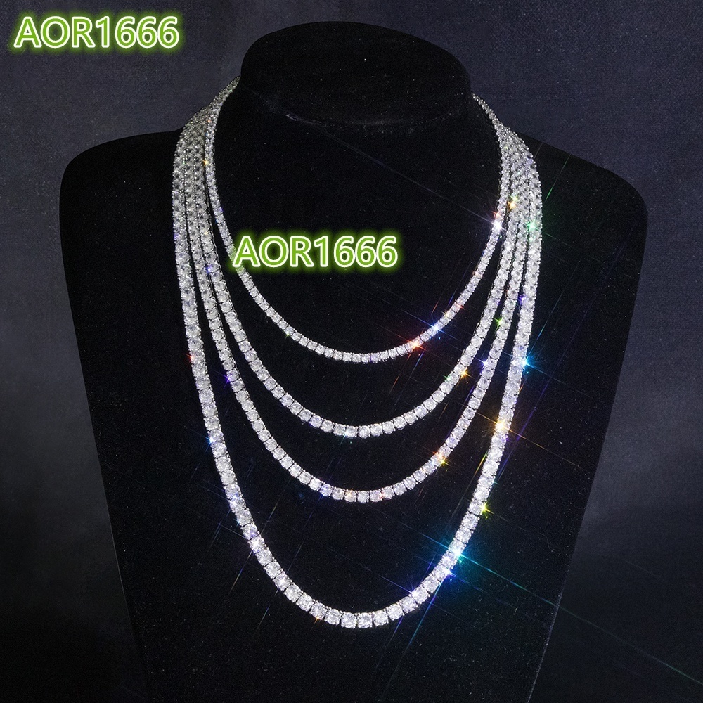 Juncheng Wholesale Custom Gold Plated Jewelry 3MM 4MM 5MM Men Women Iced Out Cubic Zirconia CZ Diamond Chain Tennis Necklace