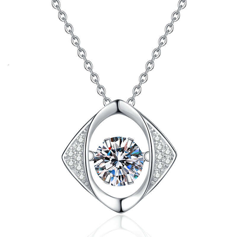 Sier Colorful 1 ct Geometric Heart Moissanite Necklace