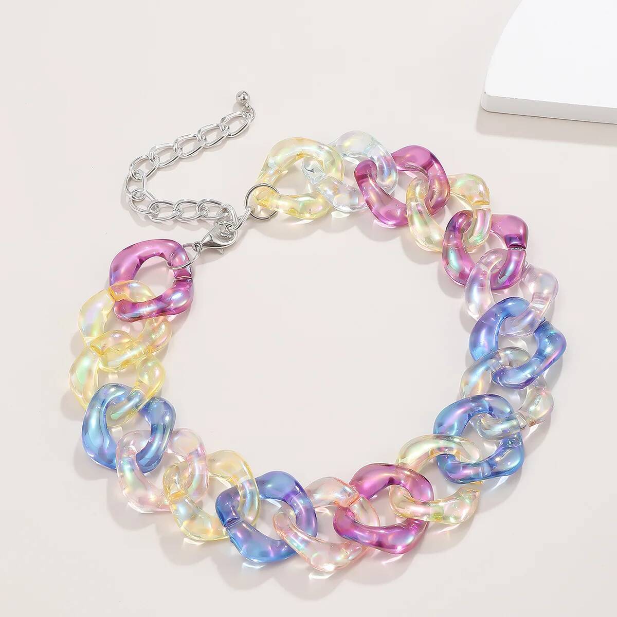 Hip Hop Coarse Simple Acrylic Necklace Men 2023 Exaggerated Colorful Hollow Collar Necklaces for Girls Fashion Jewelry Jewelry for Women