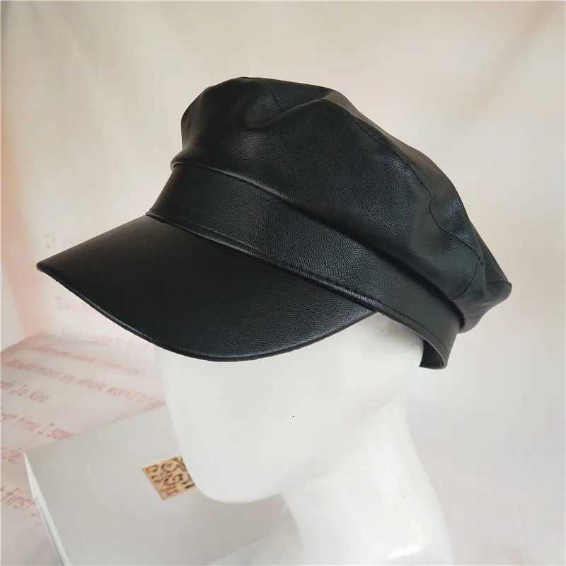1pc Women Adult Style PU Leather Beret Fashion Navy Hat Casual Duckbill Cap with Classic Design and Comfortable Fit XJ250807