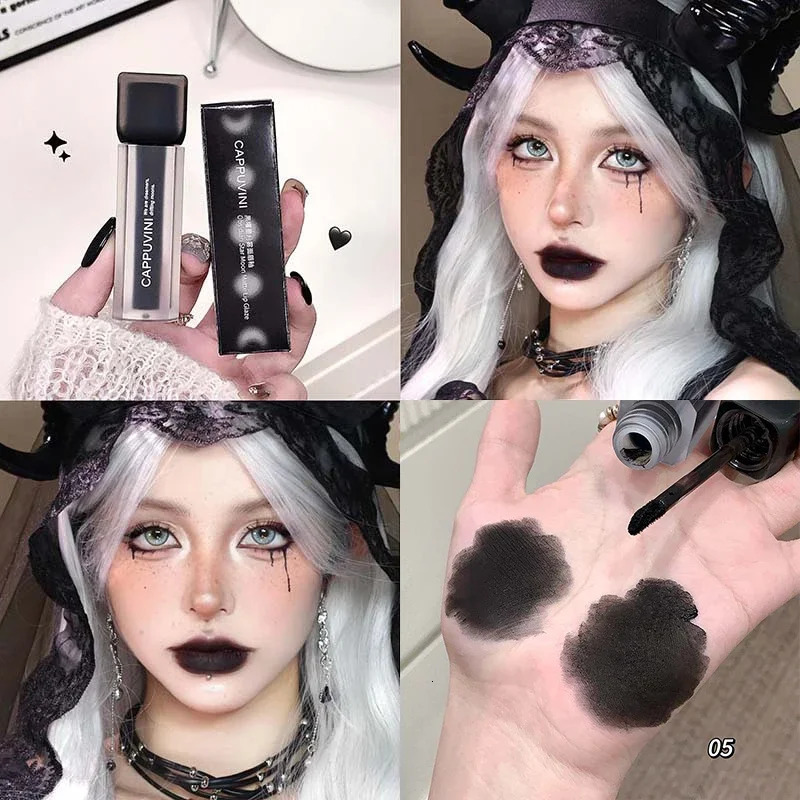 Obsidian Black Matte Lip Glaze Nude Base Deep Lip Primer Waterproof Dark Retro Rose Brown Lipstick Pigment Gothic Style Makeup 250801