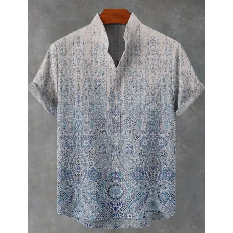 Mens Shirt Pattern Printed Short Sleeved Lapel Casual Street Top Camisa Hombre Hawaiian Camisas De 250807