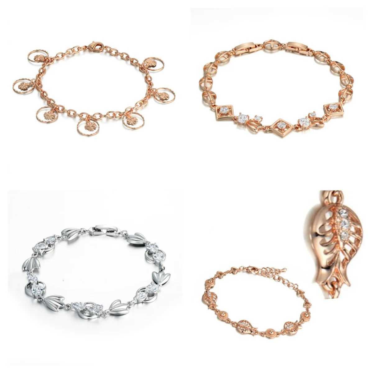 Luxury New Trendy Gold Silver Color AAA Zircon Rhinestone Bracelet Chain Charm Valentines Day Jewelry Gifts For Women Lovers W250807