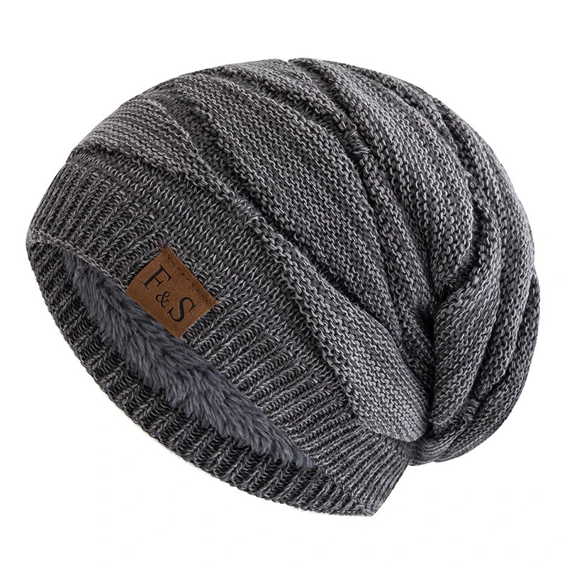 Unisex Slouchy Winter Hats Warm Fleece Lined Beanie Cap Men Women Casual Label Decor Winter Mixed Color Knitted Hats 250805