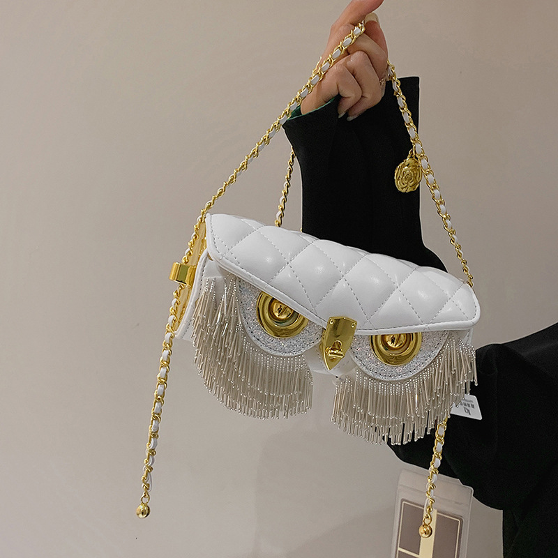 Free shipping designer Women Tassel Bag Quilted Chain Cylinder Bag New Fashion Quirky Owl Shoulder Bag Crossbody Bag Small Round Bag