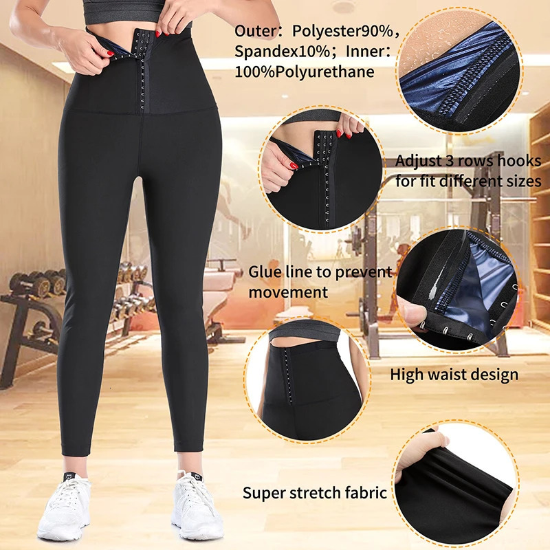 Womens Sweat Leggings Waist Trainer Body Shaper Sauna Compression High Waist Sport Pants For Weight Loss Slimming Shapewear 250805