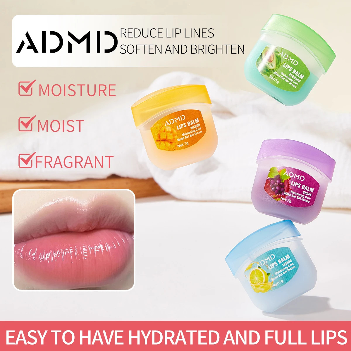 4/8pcs Fruit Series Lip Balm Set Moisturizing Hydrating Non-sticky Anti-Cracked Lip Mask Lip Balm for Lips Care 250712