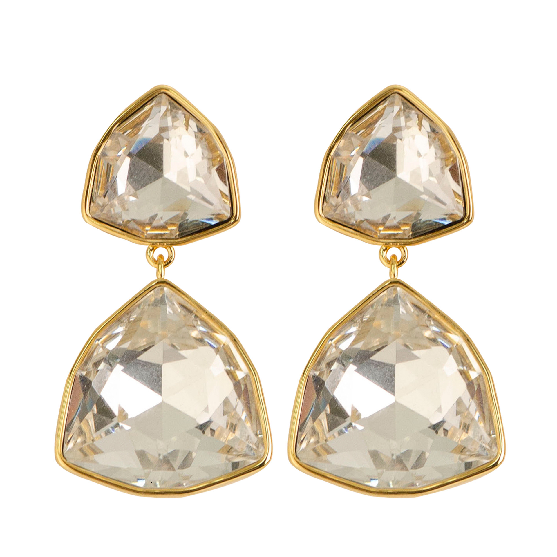 Fashion Geometric Triangle Zircon Earrings for Women High-end Style Sier Needle Ear Jewelry