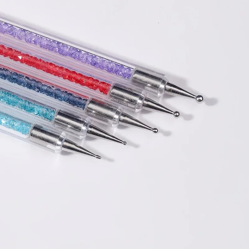 5pcs/Set 2 In 1 Dual-Ended Nail Art Liner Brushes With Crystal Handle Professional UV Gel Dotting Painting Drawing Pen DIY Tools 250805