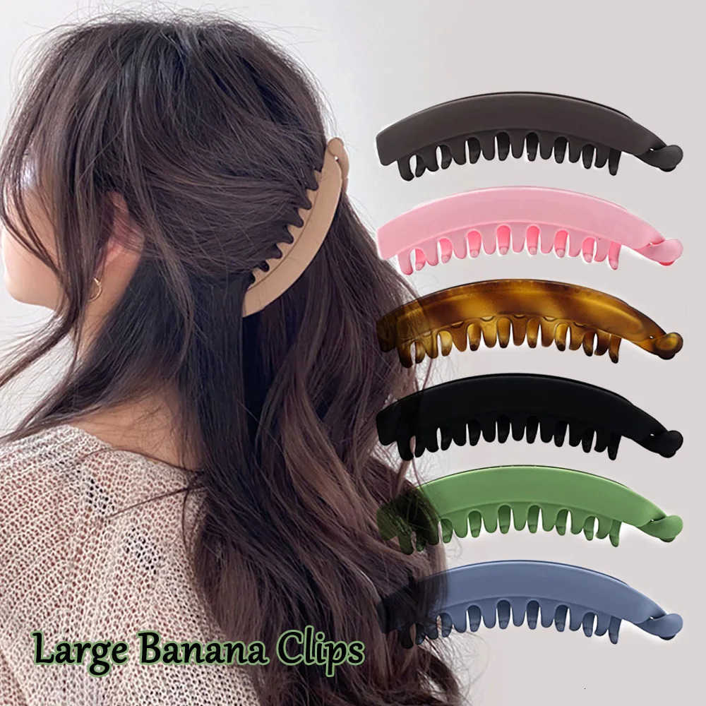 Fashion Large Banana Hair Clips Solid Color Frosted Hair Claws Classic Women Non-Slip Ponytail Barrettes Hairpins For Fine Hairs U250807