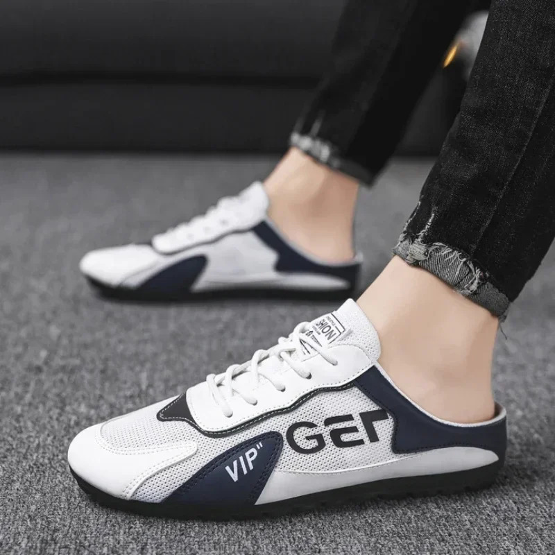Men Slippers Trend Baotou Shoes for Men Summer Breathable Casual Shoe Vulcanized Flats Male Sneakers Half Slip-on Shoes 250805