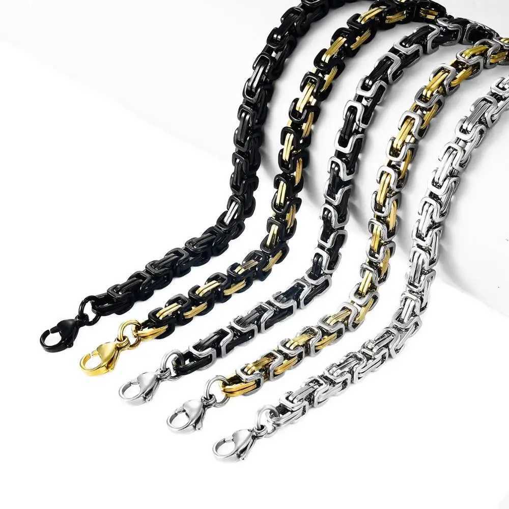 8.5mm Mens Stainless Steel Byzantine Bracelet for Men Heavy Hand Chain Male Hip Hop Rock Punk Boy Wristband Metal Jewelry Anklet W250807