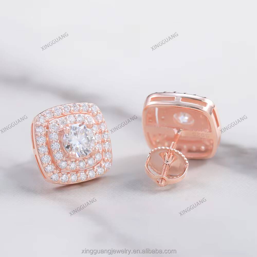 Custom Fine Jewelry Earrings 925 Silver 18k Gold Plated Screw Back Stud Earring D Color VVS Moissanite Earring GRA Certificate
