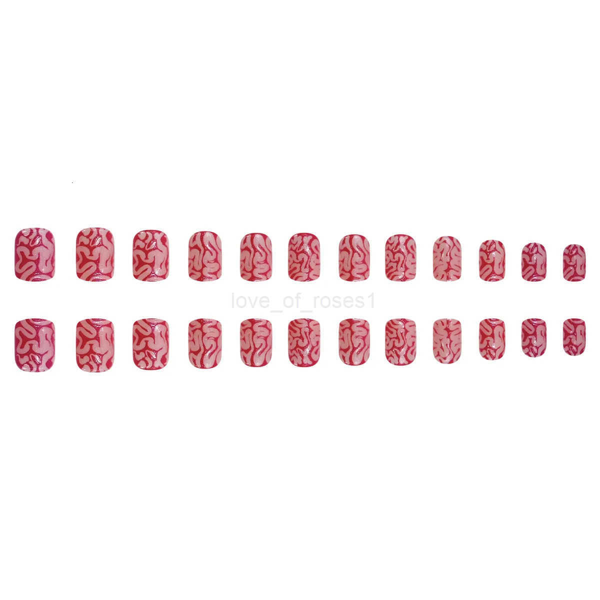 24PCS Short Coffin False Nails Halloween Horror Blood Colon Design Fake Nail Patches for Girls Women Wearable Press on Nails Z250807