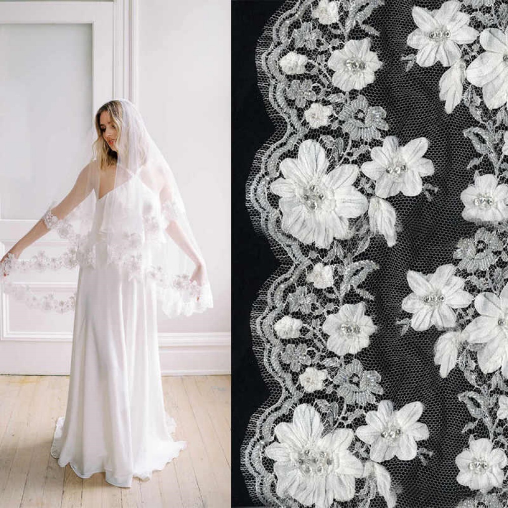 Wedding Short Bridal Veils Lace Appiques Edge One Layer Tulle Veil With Comb Ivory White Wedding Accessories Customized