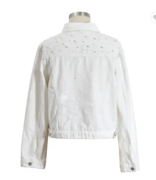 Washed Long-sleeved Lapel Denim Jacket. A Autumn Fashion Beaded and Diamond-encrusted Loose Casual Denim Jacket for Women 250804