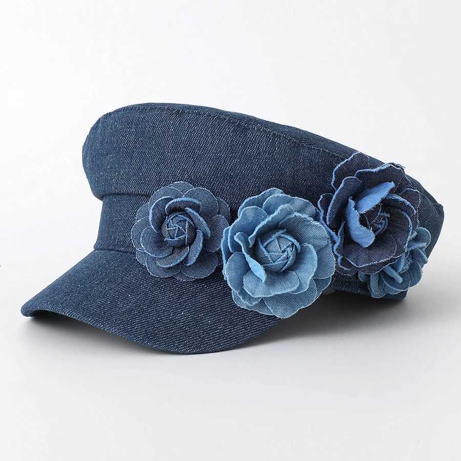 Womens Denim Beret Fashion Ladies Trend Flat Top Fabric Military Cs XJ250807