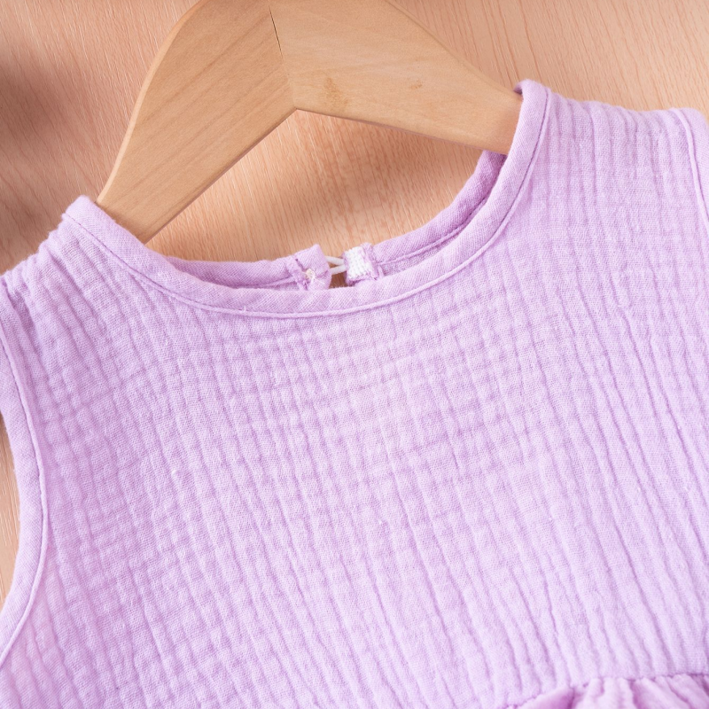 Summer girls' sleeveless lace straight-leg pants two-piece set cotton double gauze children's set skin-friendly fabric sweat-absorbingable c