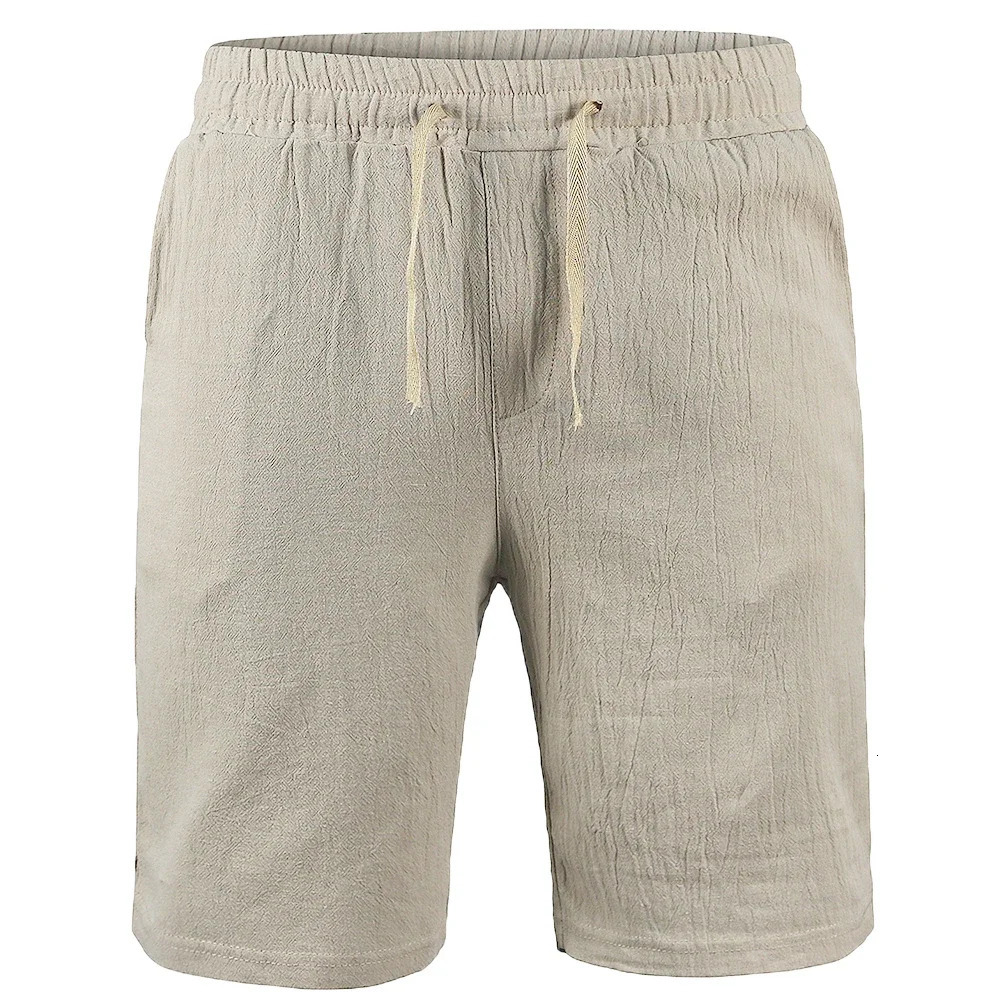 Mens Cotton Linen Short Pants Lightweight Hawaiian Summer Shorts Men Breathable Solid Color Casual Trousers 250807