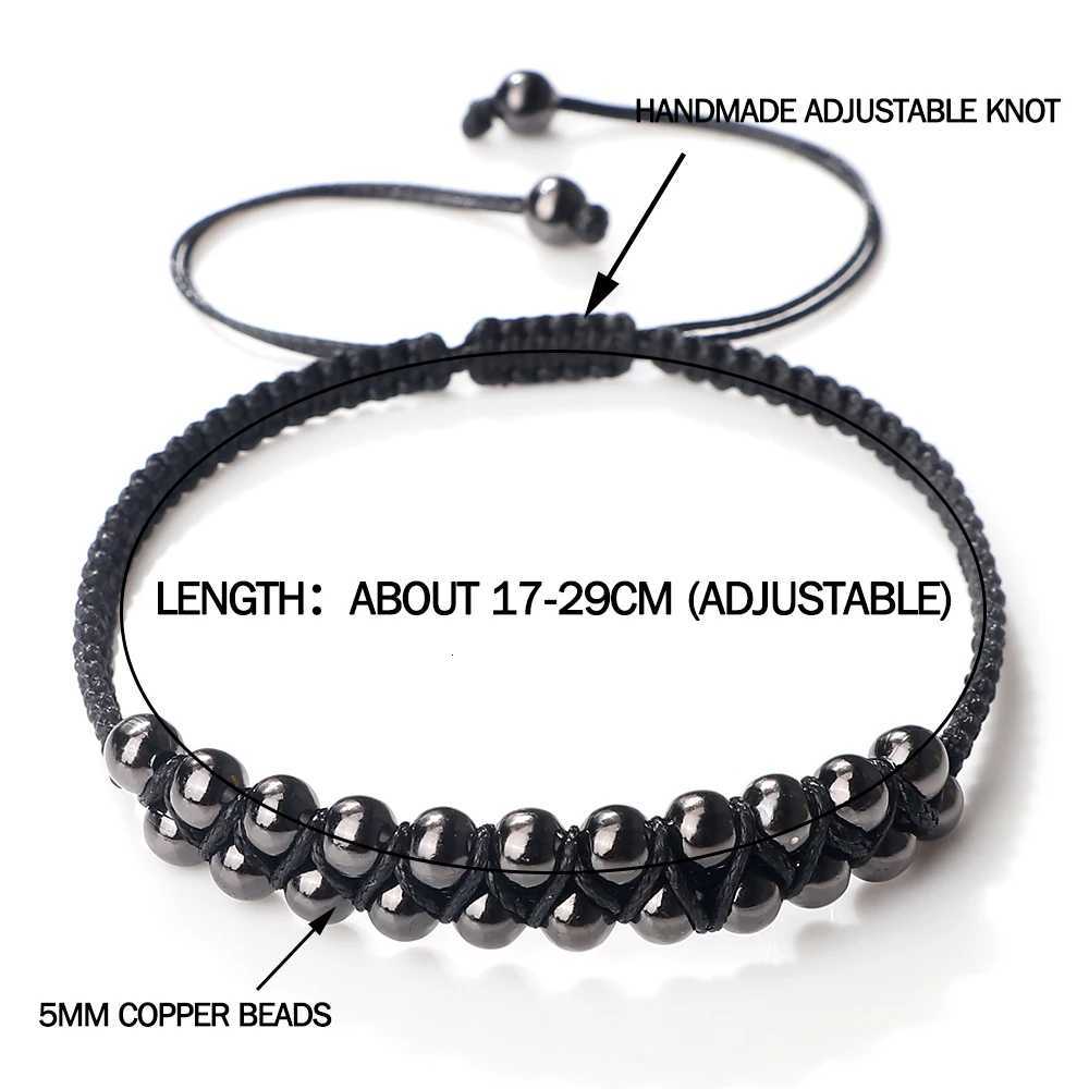 Charm Black Rope Double Layer Copper Beaded Bracelet Handmade Braided Thread Bangle for Women Men Fashion Gifts Prayer Wholesale W250807